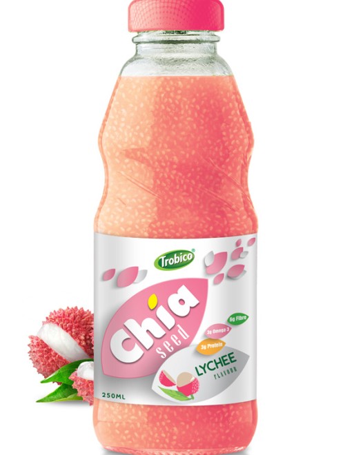 250ml Chia Seed Lychee Flavour Glass bottle